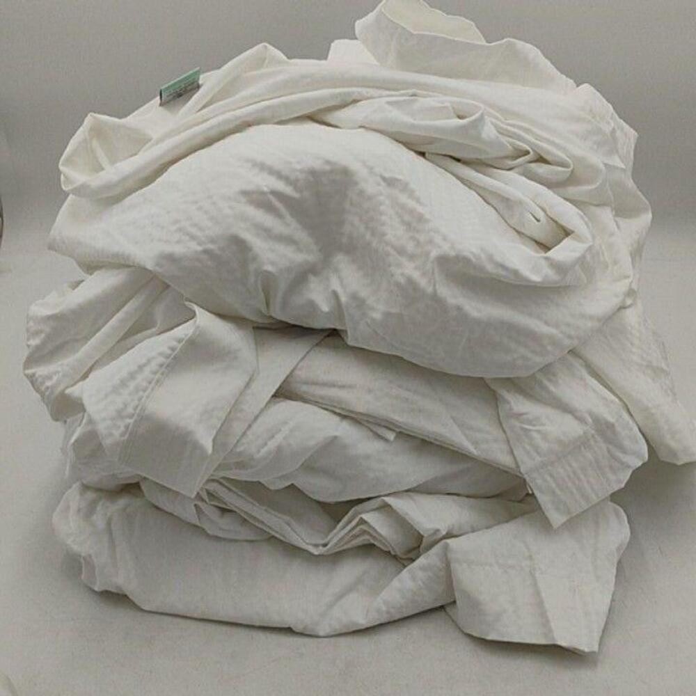 Marriott Cobblestone Flat Sheet Queen White Hotel Top Sheets Bedding Lot of 7